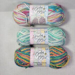 Lot of 3 Skeins Baby Bee Confection Baby and Hushaby Print Aran Weight Yarn